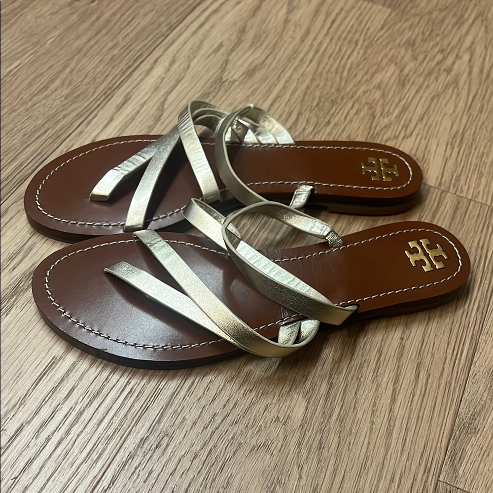 Tory Burch Gold and Brown Sandals